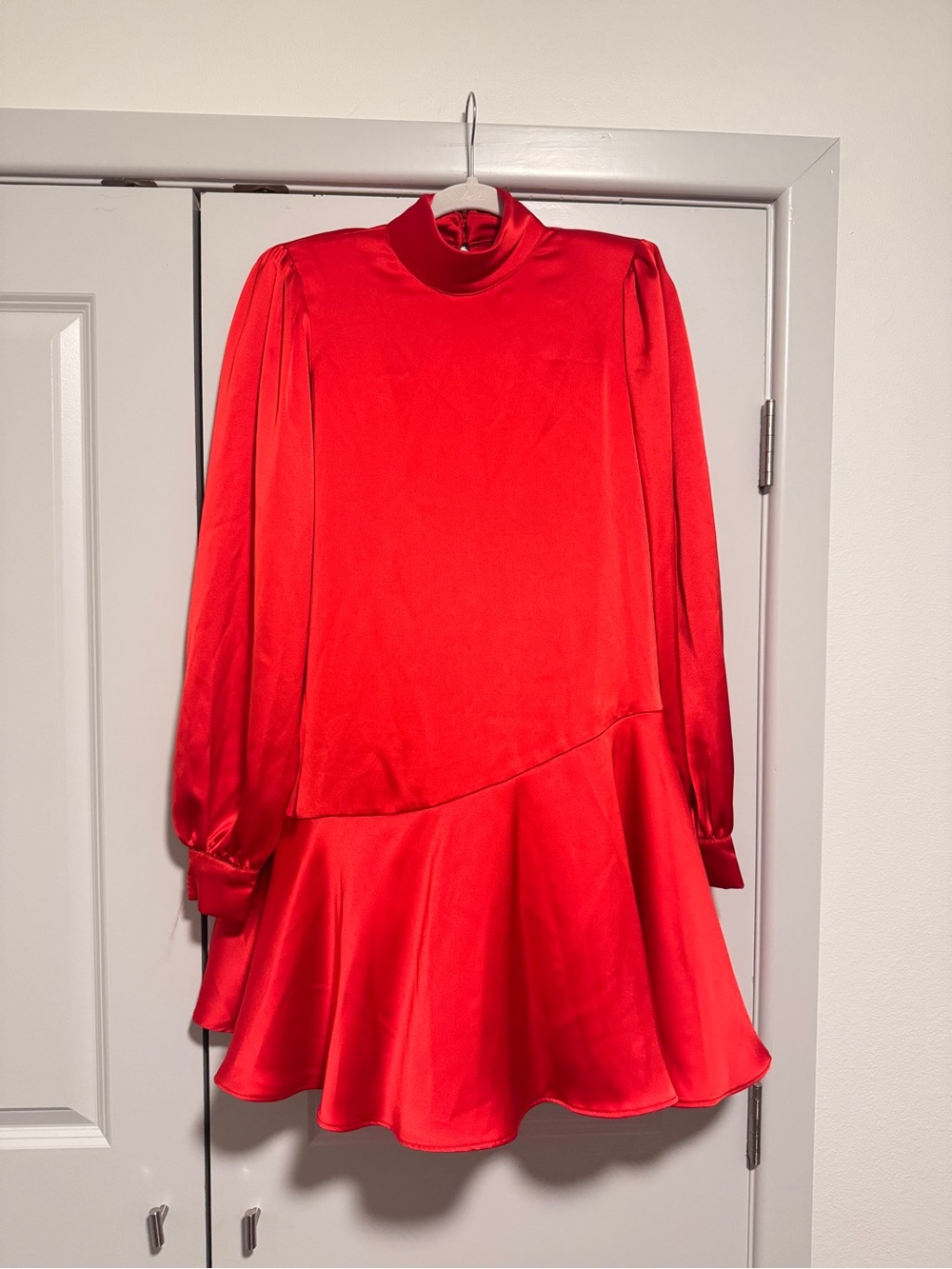 River Island Red Satin High Neck Mini Dress
